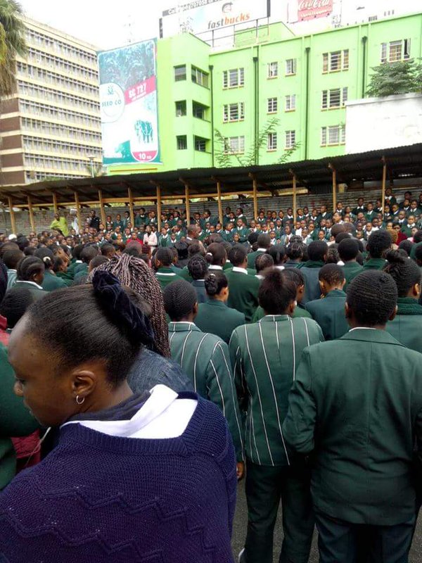 Girls from Girls High school protest in Harare