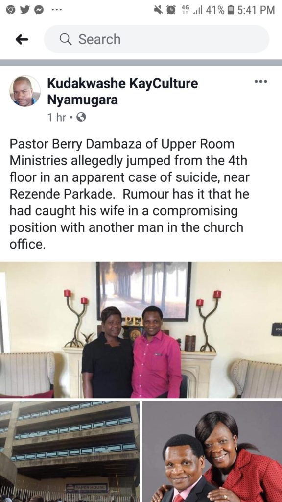 Fresh Details Emerge On Harare Pastor Who Committed Suicide