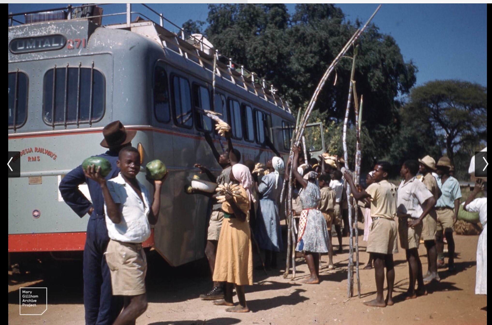 Rhodesia Railways (NRZ) had a road haulage & bus division, Road Motor Services? Here a Mutare bound RMS bus picks up passengers circa 1969. Looting began in 1981 when an engine driver, Farai Masango was appointed GM of NRZ after John Avery was pushed out. - KingJayZim